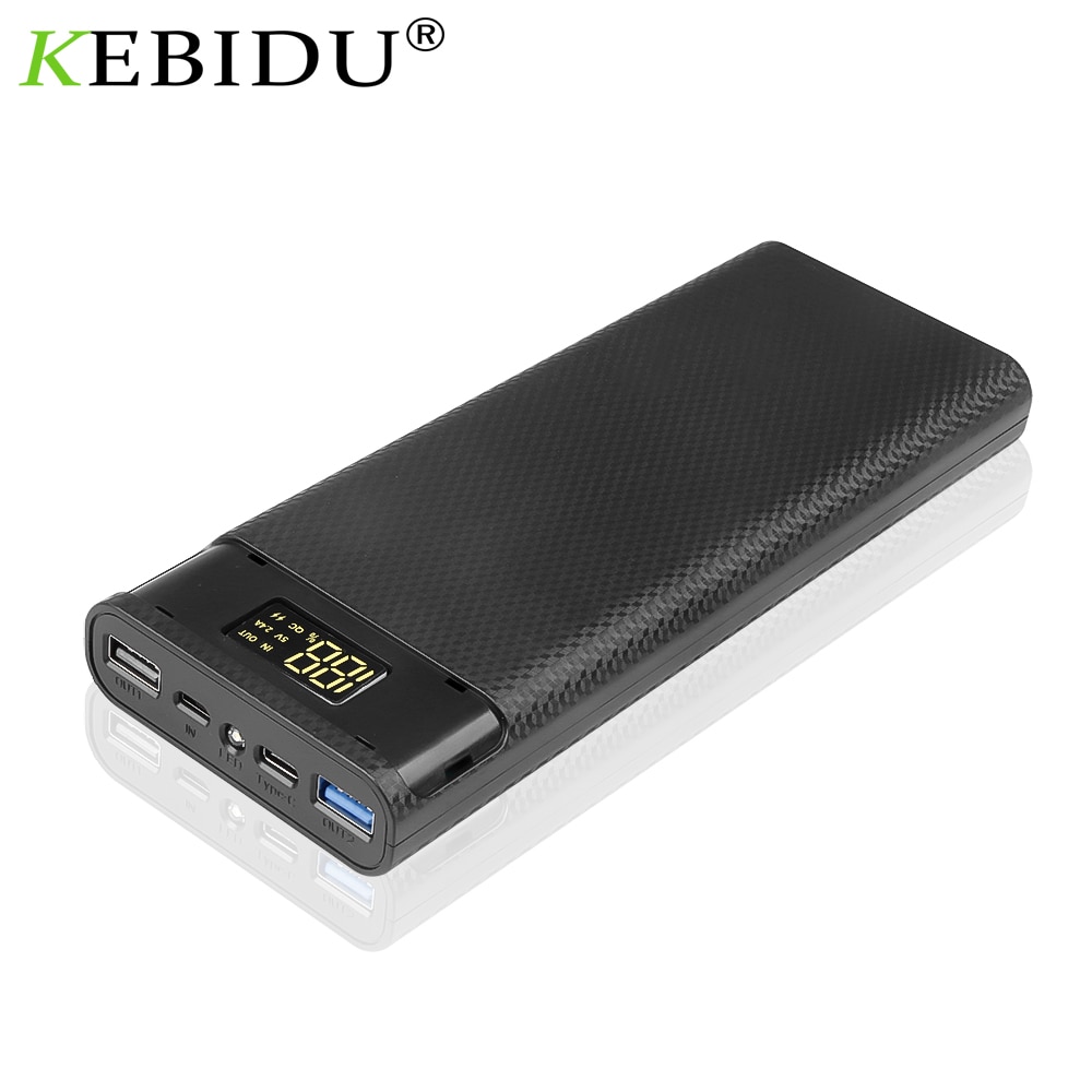 Kebidu Dual Usb Micro Usb Type C Quick Charge Power Bank Shell 5V Diy 8*18650 Case Batterij lading Opbergdoos Zonder Batterij