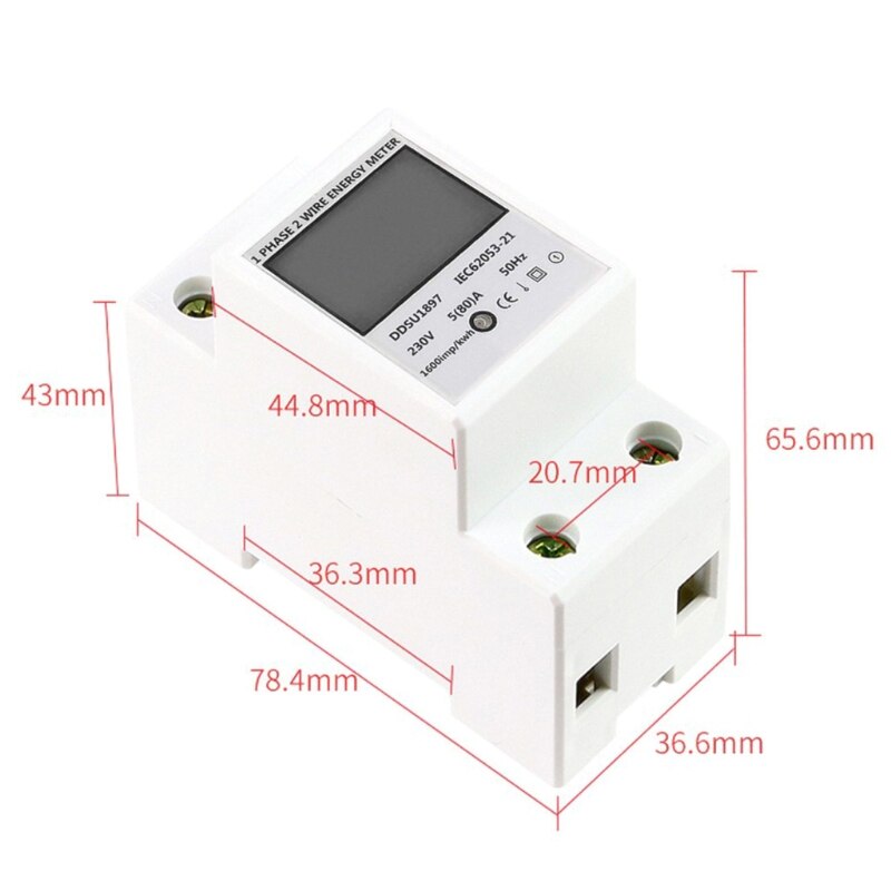 Din Rail Single Phase Energy Meter Reset Zero kWh Voltage Current Power Consumption Counter Electric Digital Wattmeter 230V 80A