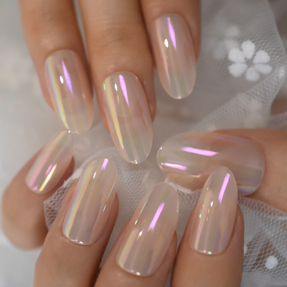 Ekstremt spiss faux ongles hvit ombre naken fransk spiker tips lang stiletto abs gel negler sett 24 ct: L5680