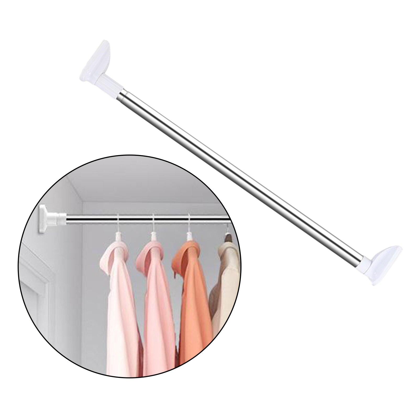 Extendable Adjustable Spring Tension Rod Pole Extendable Pole Rod Hanger Curtain Shower Bathroom Window Voile: Length 70-120cm