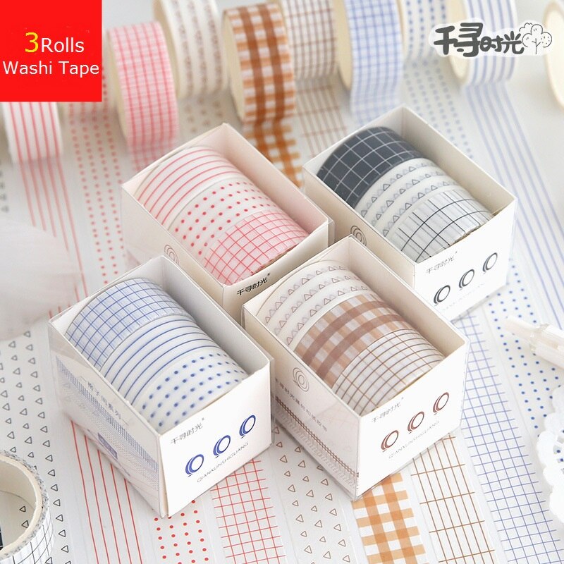 3Meter Scrapbooking Washi Tape Lovely Grid Basic Shape Notebook Diary Planner Diy Accessory Masking Tape