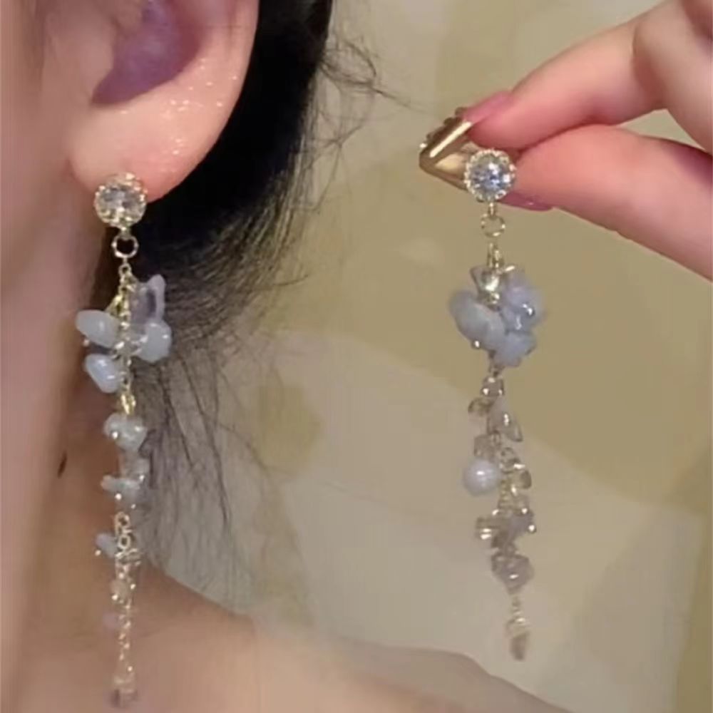 Boucles d'oreilles à pampilles papillon pour femmes, Style forêt, longues fleurs douces, tempérament Super féerique, décorations exquises: VERMEIL