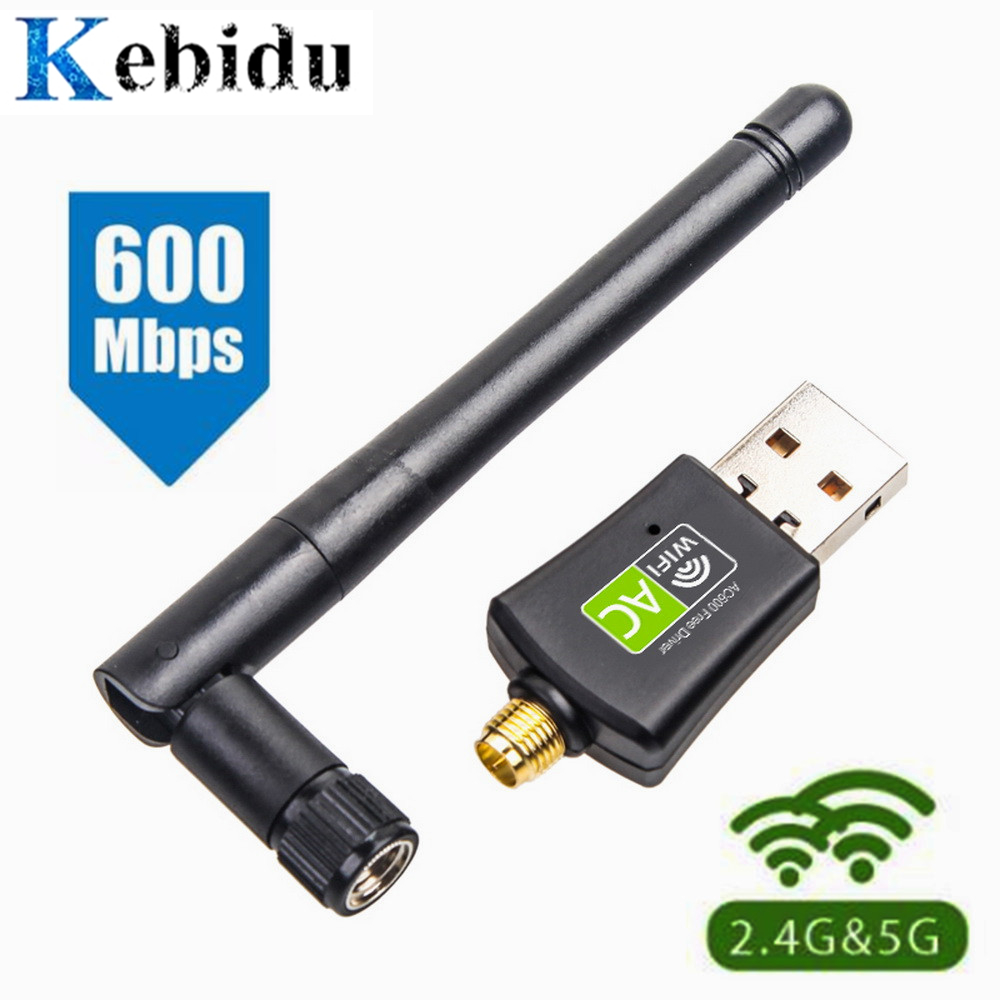 Kebidu AC 600Mbps USB Wifi Adapter 5/2. 4Ghz Dual Band met Antenne Dongle LAN 802.11ac/a/b/g/n voor Windows XP win 7 10 Mac Vista