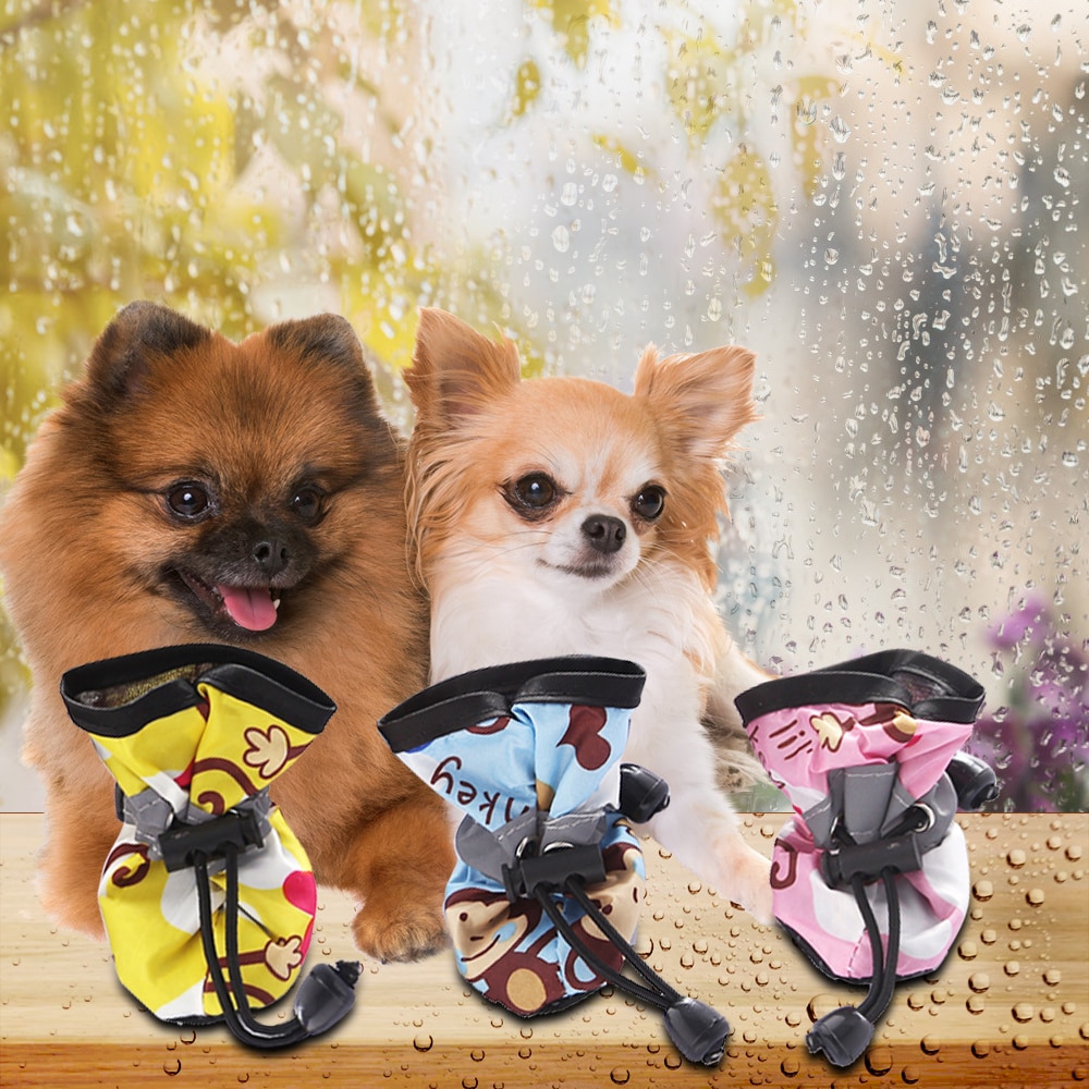4 PCs Pet Dog Shoe Cute Comfortable Anti-slip Shoes Pet Accessories Puppy Dog Cat Rain Boots Boots Anti-slip Shoes For Dog Cats