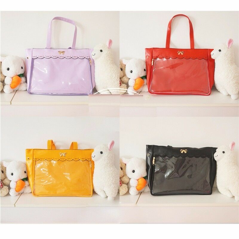 Femmes Transparent clair sacs à main Lolita dentelle Bow sac à bandoulière sac Cosplay offre spéciale couleur unie décontracté tout-Match