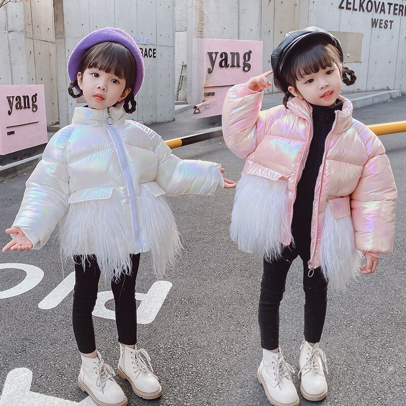 Bambin filles hiver manteau brillant argent rose snowsuit enfants doudoune garçons manteau à capuche parka vêtements d'extérieur pour enfants porter veste de fourrure