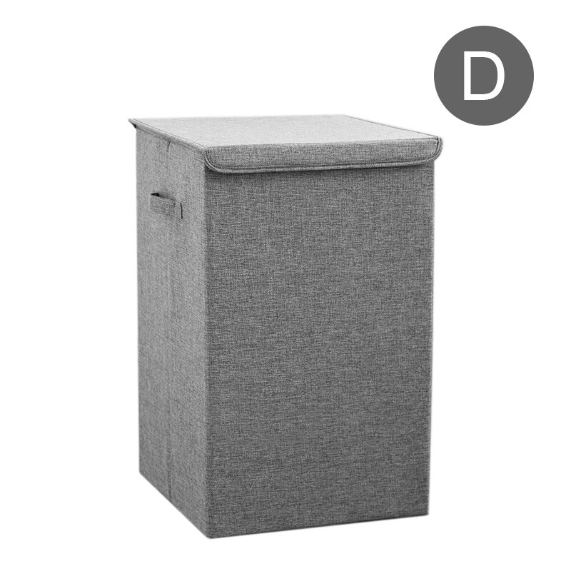 Large Capacity Cotton Linen Laundry Basket Bathroom Dirty Clothes Storage Basket Household Collapsible Waterproof Laundry Hamper: D