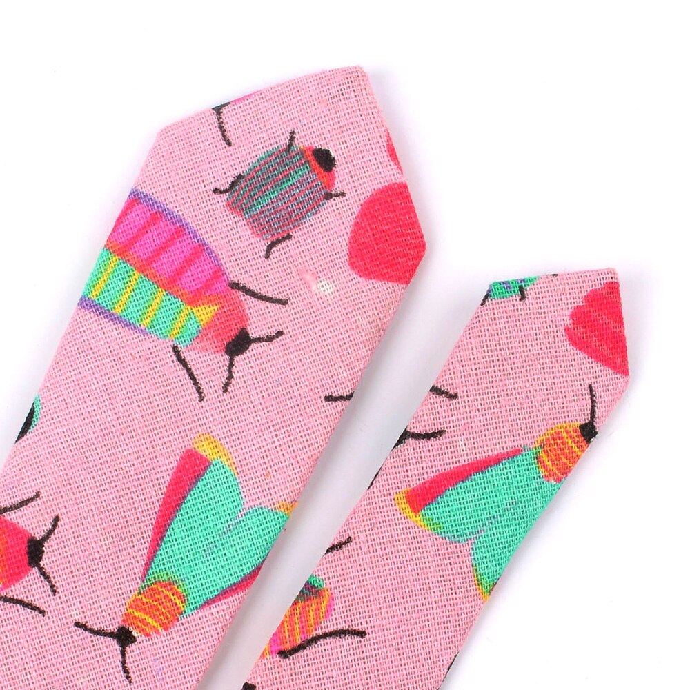 Cartoon Print Tie For Men Women Skinny Neck Tie For Wedding Casual Cartoon Neckties Classic Suits Slim Cotton Linen Neck Ties
