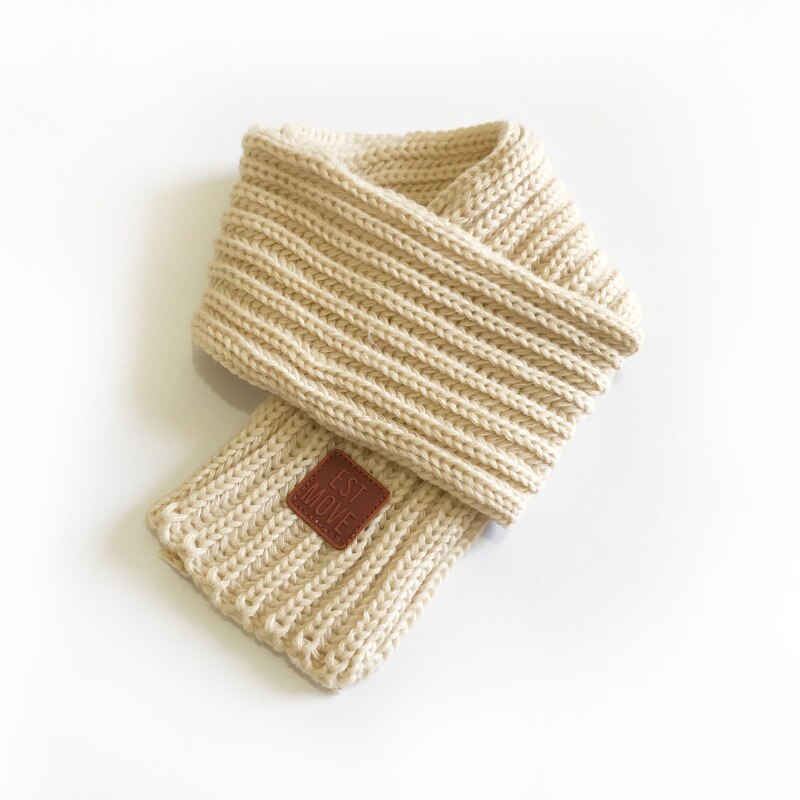 Flickor vinter halsduk baby rosa färg härlig bomull stickad barn halsduk solid vinter varma halsdukar barn pojke flicka: Beige