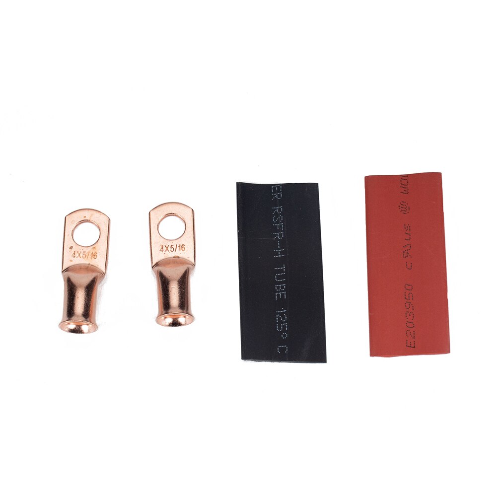10 Set Heavy Duty Copper Battery Cable Ends Wire Lugs 4AWG 5/16 Hole with 2:1 Heat Shrink Tubes
