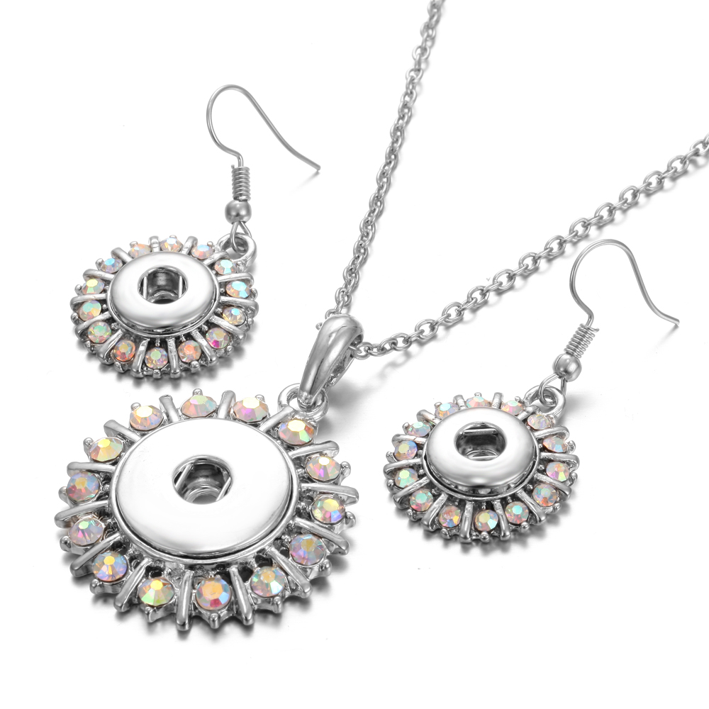 Boutons pression ensemble de bijoux paramètres cristal 12mm 18mm collier pression et 12mm boucles d'oreilles pression pour les femmes bouton pression boucles d'oreilles pendentif collier: 19