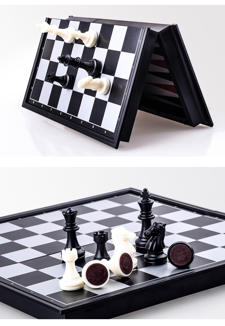 Jeu de dames magnétiques 3 en 1 pliable et portable,jouets de société, échecs internationaux,