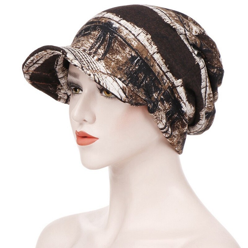 Multifunktionelle kvinder vinter efterår hat hat blomstermotiver teenager voksen tyndt tørklæde pige skullies beanies vintage cap hat: Ce