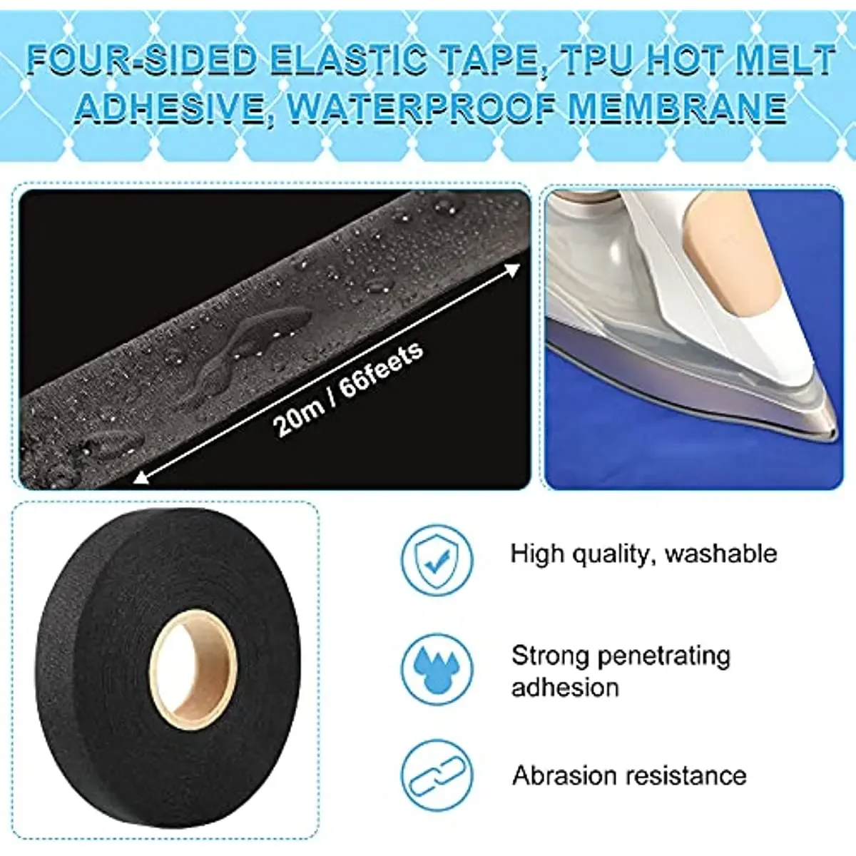 Wasserdichtes Reparaturband zum Aufbügeln, Nahtabdichtung für Kleidung, Neopren-Neoprenanzug, Wathose, Regenjacke, Schlauch, Skianzug