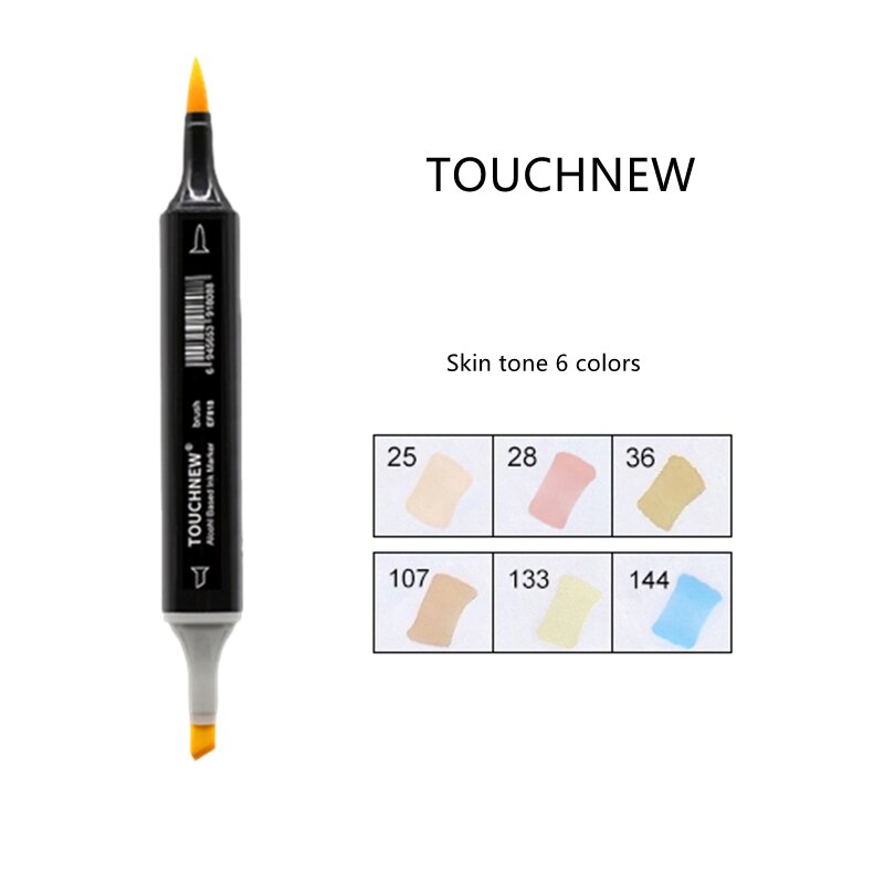 TouchNEW Soft Brush Markers Pen Sketch Markers Alcohol Based Dual Head Brush Markers Pen For Drawing Manga Art Supplies Markers: Skin Tone 6 Color