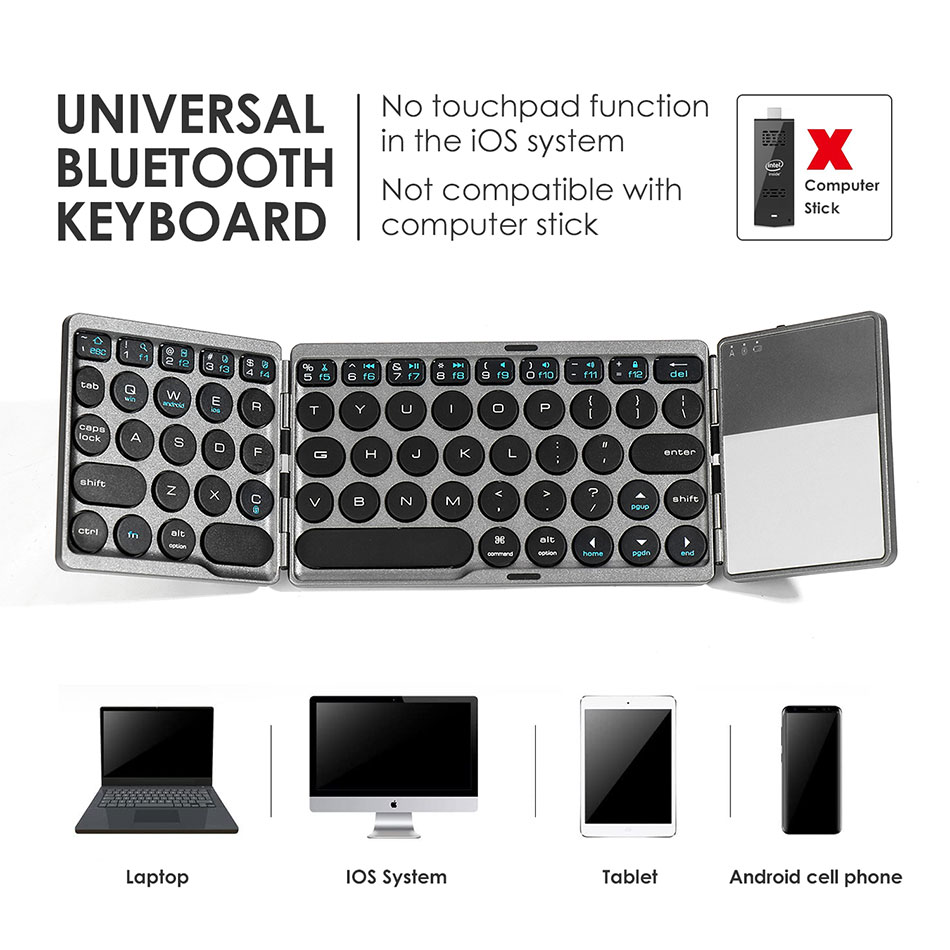 Et Mini Opvouwbare Toetsenbord Met Trackpad Voor Pc Mac Laptop Tablet Android Telefoon Bluetooth Opvouwbare Draadloze Toetsenbord Met Touchpad