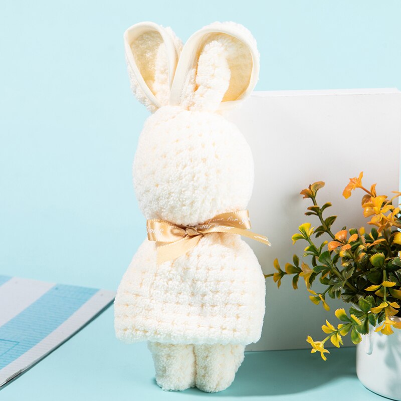 Cute Bunny Rabbit Shape Towel Super Absorbent Baby Bath Towel Thick Soft Bathroom Towels Comfortable Doll Bath Towels