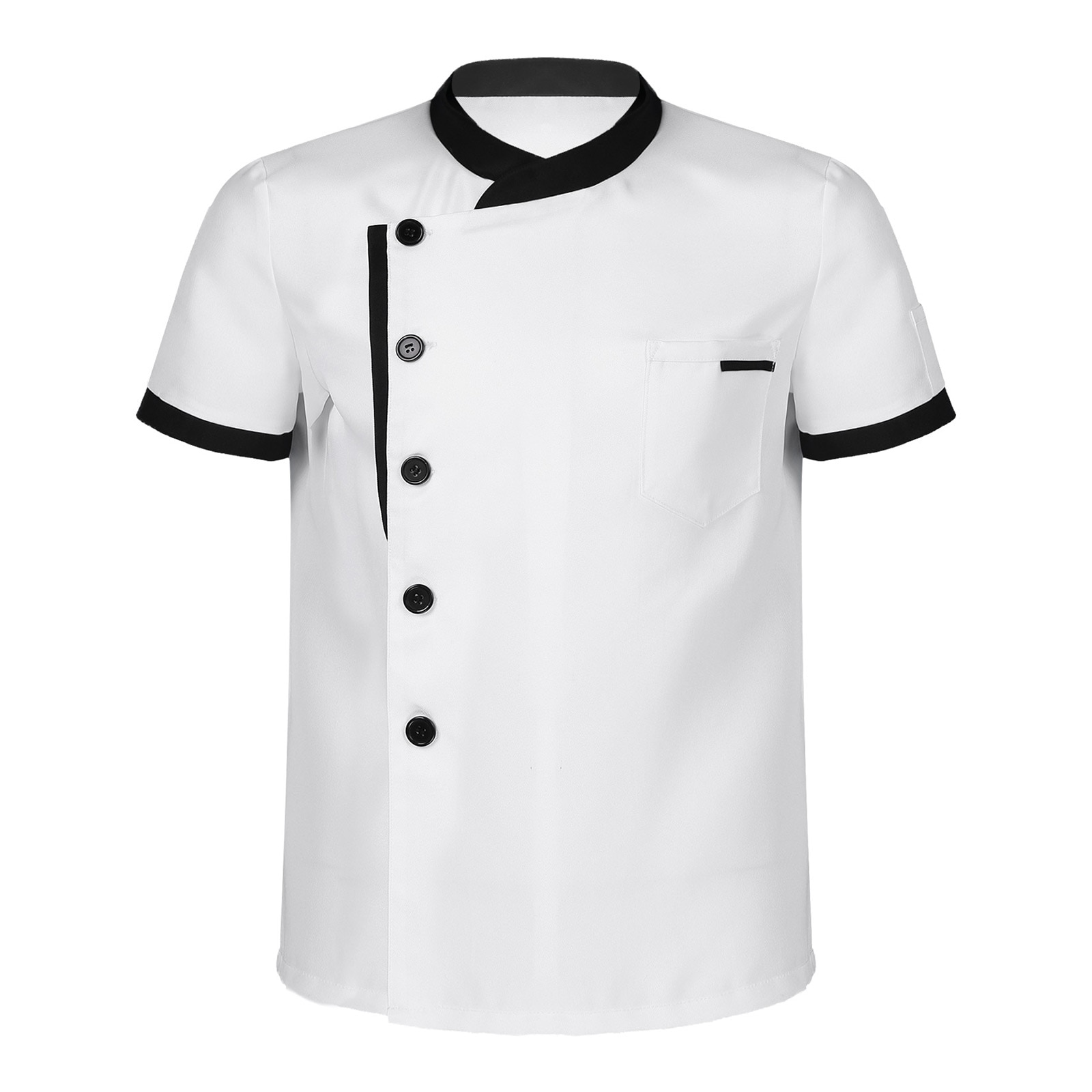 Men's Chef Jackets Kitchen Chef Restaurant Uniform Shirt Service Bakery Breathable Chef Coat Male Short Sleeve Kitchen Uniform: White / M