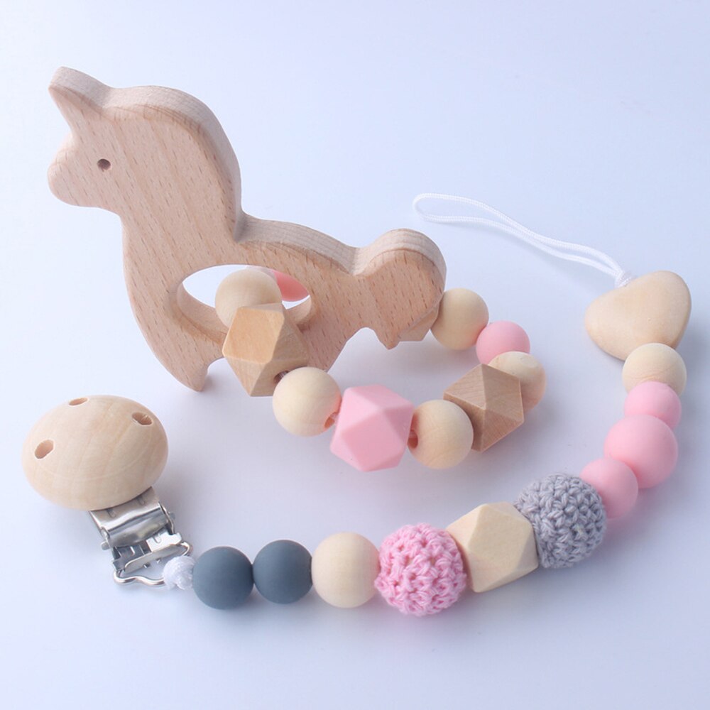 Baby pleje armbånd træ vedhæftning silikone perler tænder træ rangler legetøj baby vedhæftning armbånd pleje legetøj