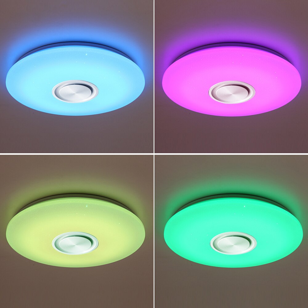 Muziek led plafondlamp met sterrenhemel rgb inbouw ronde muziek met bluetooth dimbaar kleurveranderend licht