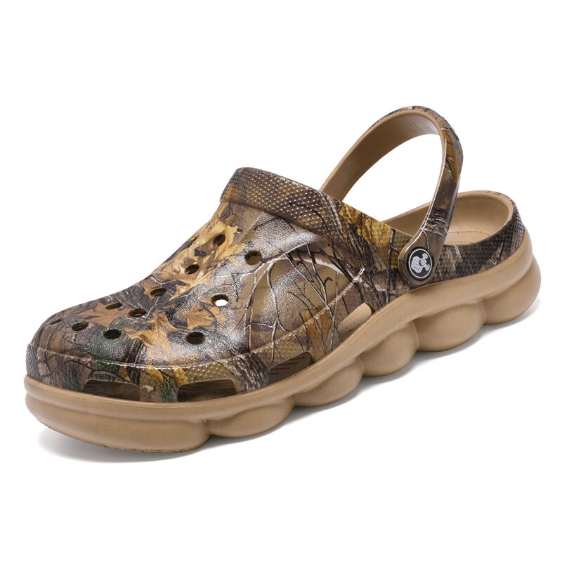 SHEN CE Men Summer Jelly Sandals Lightweight Massage Camouflage Flip Flops Beach Croc Shoes Gladiator Garden Clogs Rubber Bottom: Green / 10