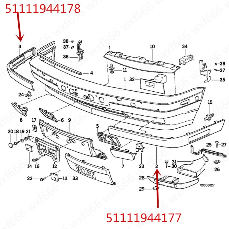 Car Front bumper inspection strip E34 518I M40 2018b mwM20 Anti-collision strip bracket