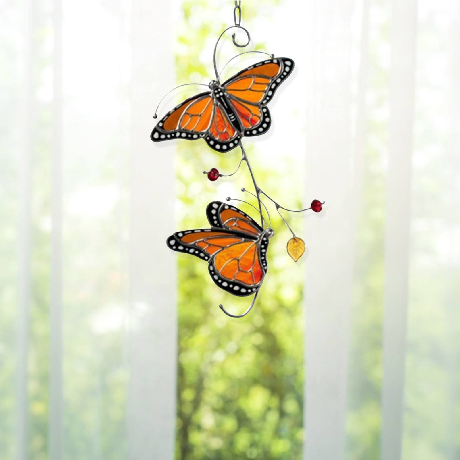 Decoración del hogar, mariposa monarca de Metal, exquisita decoración de ventanas, manualidades, colgador para colgar en la pared, suministros de decoración para