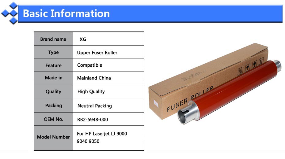 1X Japan RB2-5948 Kompatibel Oberer, höher Fuser Rolle Heizung Rolle Ersatz für HP LaserJet LJ 9000 9040 9050 9000DN 9000HNS 9000N