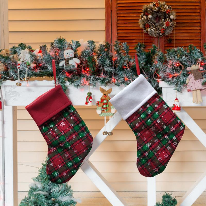 Kinder Weihnachten Stocking Decor Weihnachten Strümpfe Santa Candy Tasche Socke Kinder Candy Tasche Santa Claus Weihnachten Socken Baum Ornamente