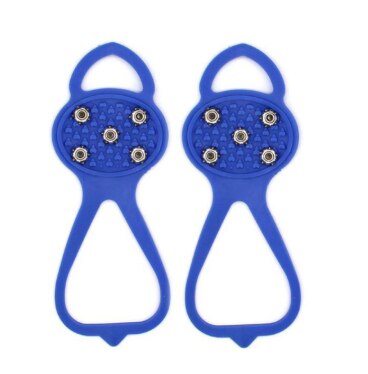 Universal Non-Slip Gripper Spikes Anti-Slip Over Shoe Durable Cleats with Good Elasticity Easy to Pull On or Take Off Ho: Blue