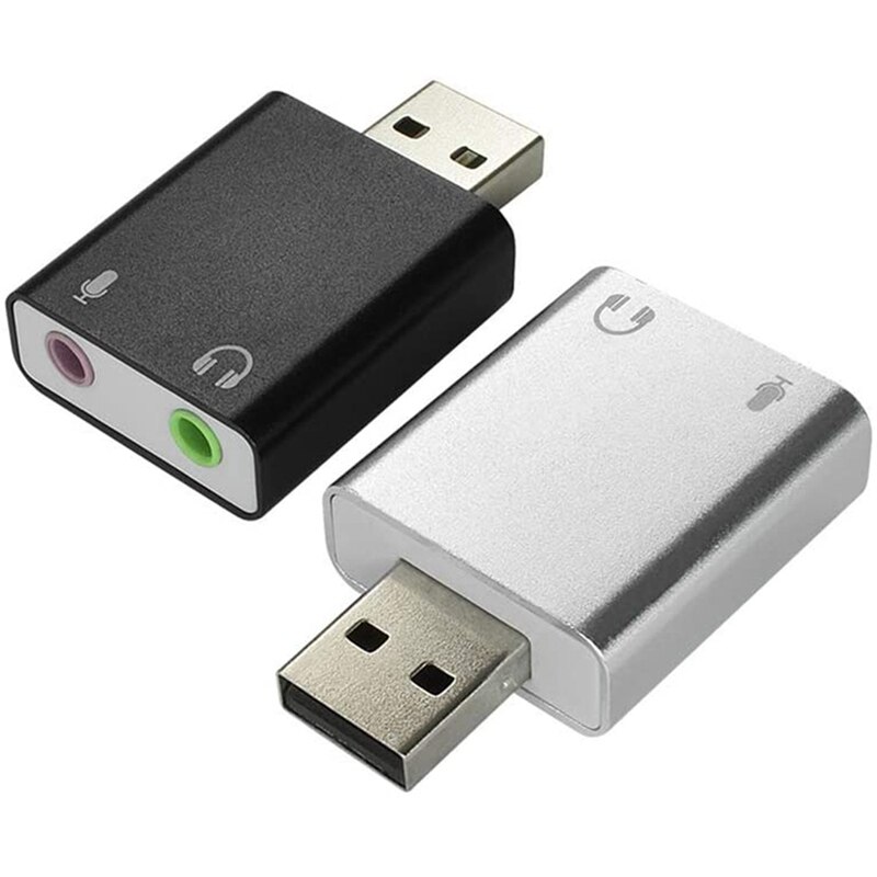 2Pack USB to Audio External Stereo Sound Adapter with 3.5mm Headphone and Microphone Jack for Mac/Windows/PC/Laptops/PS4: Default Title