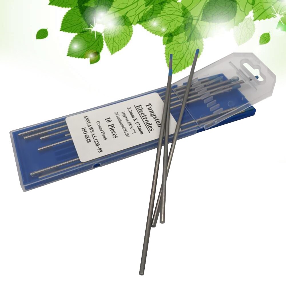 10pcs/1 Bag TIG Welding Tungsten Electrodes 2% Lanthanated WL20 Tungsten Electrode Welding Rods (1.0MM x150MM): Silver 10