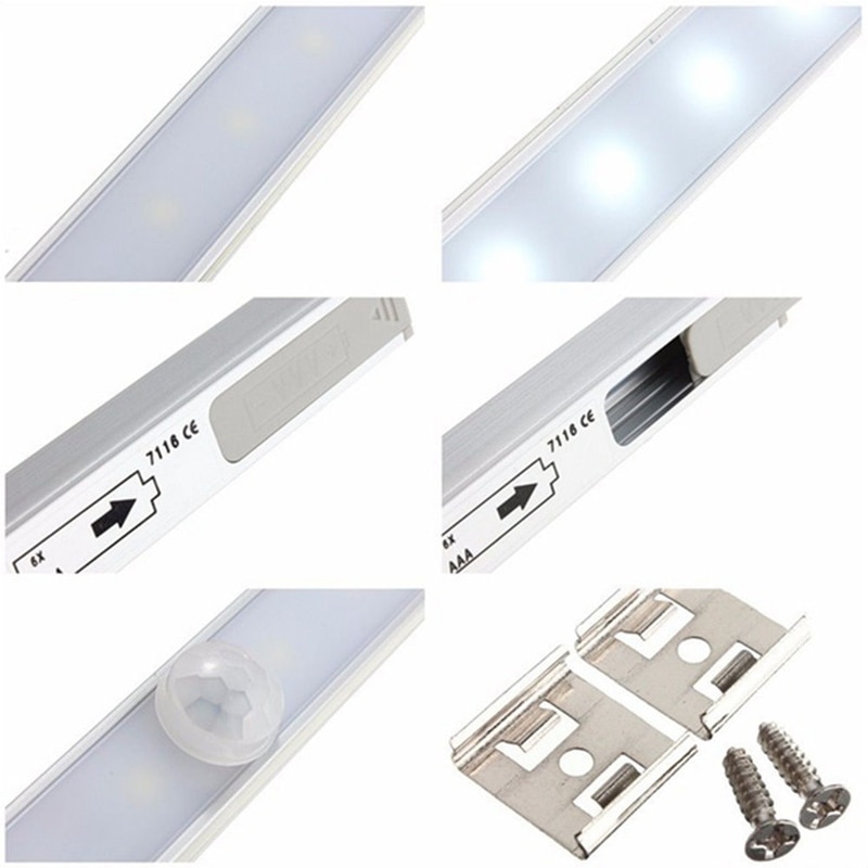 Sans fil 20 LED sous meuble lumière veilleuse avec PIR capteur de mouvement armoire placard escalier cuisine veilleuse batterie puissance