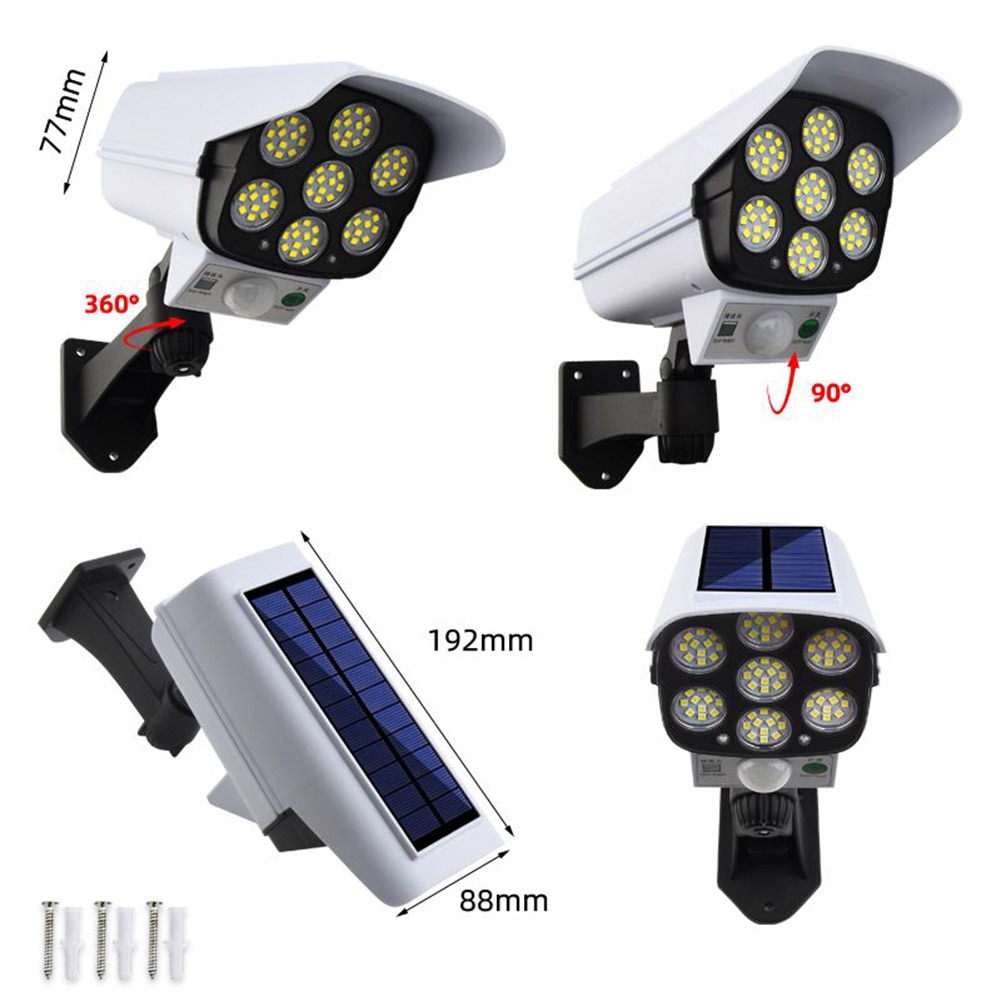 Solar Light Motion Sensor Security Dummy Camera Outdoor Light 3 Modes 77 LED Wall Lamp Motion Sensor Street Light For Garden