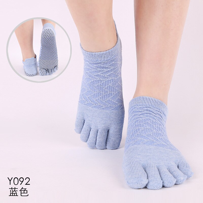 Vrouwen Split Tenen Yoga Sokken Siliconen Antislip Pilates Sokken Dames Katoenen Vijf-Vinger Sport Sokken Ballet MKG819: Y092-blue
