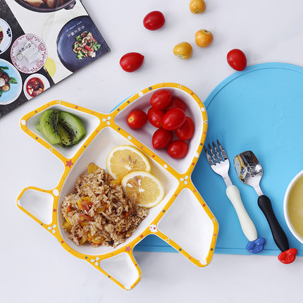EECAMAIL – assiette colorée de style avion dessin animé, assiette de fruits et légumes, assiette de bol de riz pour enfants, vaisselle auxiliaire: C