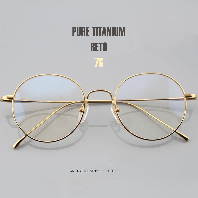 Solid Pure Titanium Round Eyeglasses Frame Myopia Optical Frames Glasses Retro Prescription Eyeglasses Men Women Frames