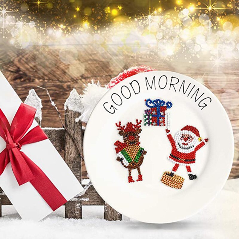 5D DIY Christmas Santa Trees Elk Snowman Diamond Painting Kits for Kids Beginners Merry Christmas Theme Diamond Sticker Art