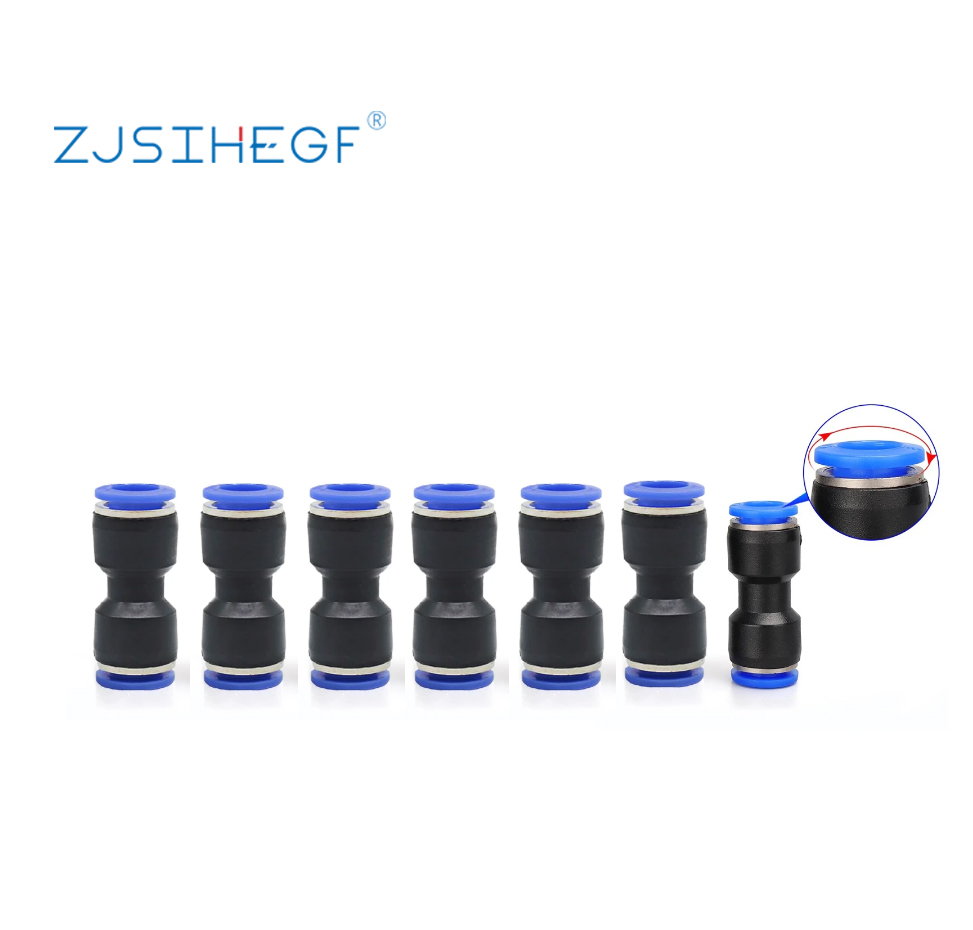 1 Stuks Pu Serie 4/6/8/10/12/14/16Mm Slang Luchtstroom Buis Plastic Snelle Lucht Pneumatische Connectoren Koppeling Messing Fitting