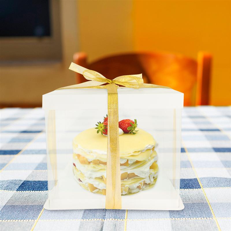 5 st födelsedagstårta lådor tårta genomskinliga pappersförpackningar lådor tårta förvaringslådor engångs dessert behållare avhämtningslådor