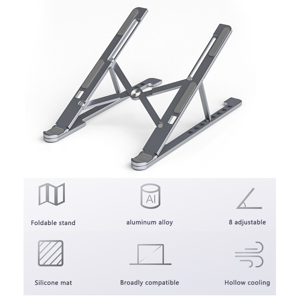 Bærbar bærbar stativ mobiltelefonstativ bokhylle justerbar stasjonær notisbokholderholder til 14-17.3 tommer pc bærbar pc