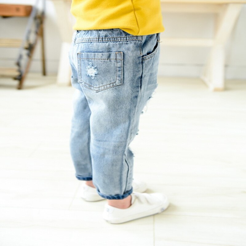 Pantalones vaqueros rasgados para niños y niñas, Vaqueros rasgados de estilo agujero roto, DC069,