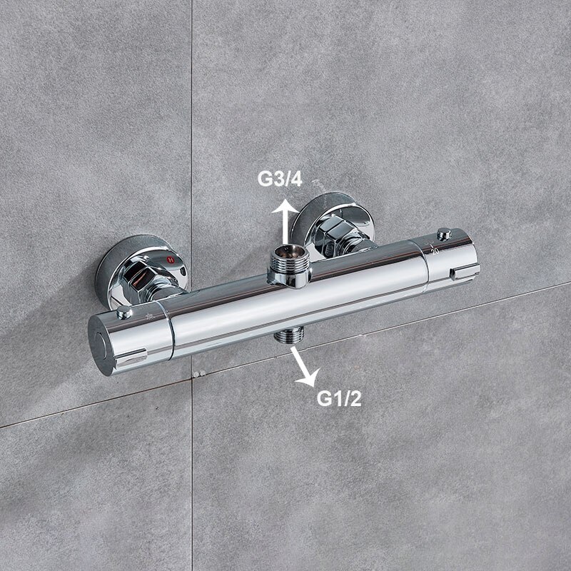 Chrome Bathroom Thermostatic Mixing Valve Cold Water Mixer Bathtub Faucet Replace Shower Valve: TypeA