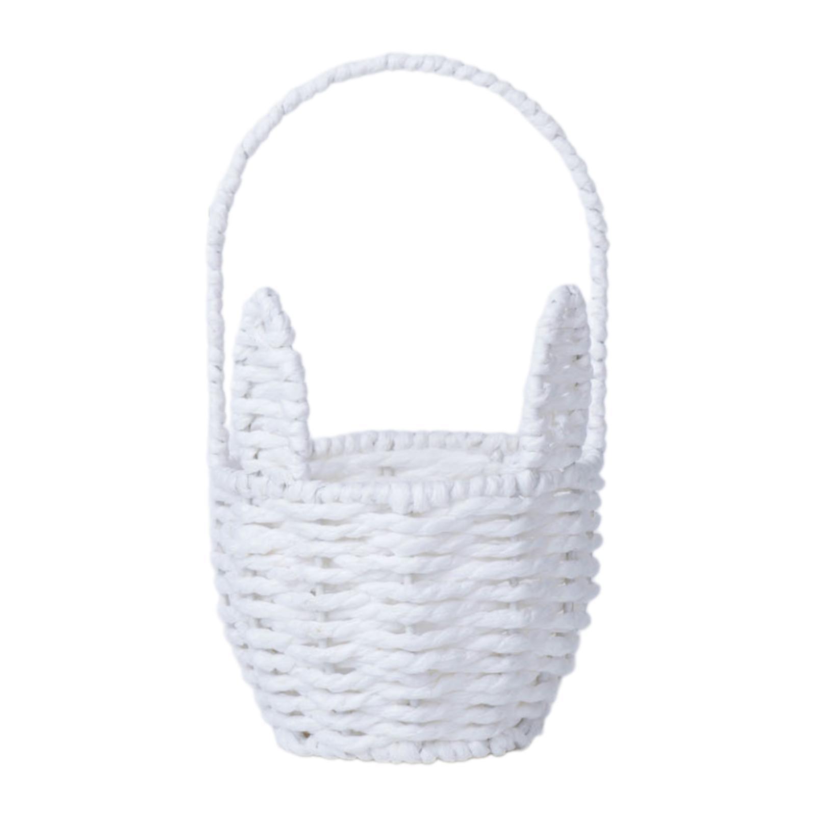 Easter Bunny Basket Portable Decorative Wedding Flower Girl Basket Flower Basket Storage Basket for Kitchen Garden Party: WHITE