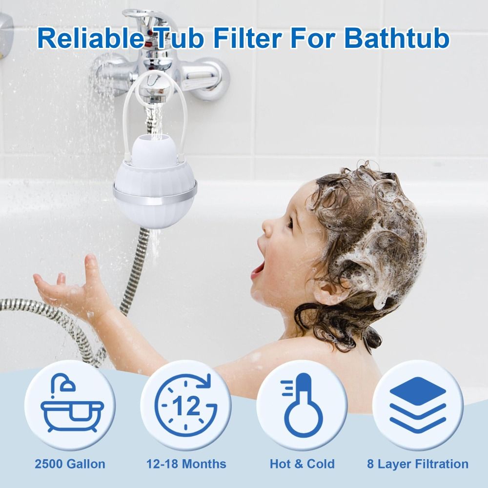 PP-materiaal Draagbare kunststof badkuip Waterfilter Waterontharder Spatwaterdicht Hangende badkraan Filter Chloorverwijdering