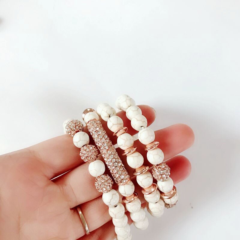 Neue Weiß Marmor Natürliche Steine Gestreckt Armbinde