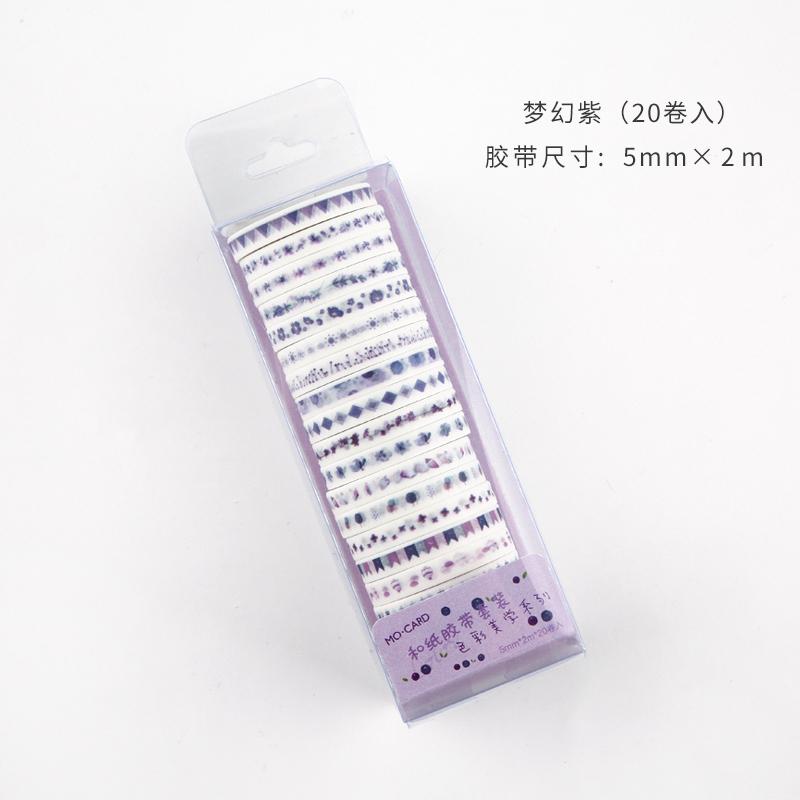 Washi tape papel adhesivo decorado multicolor para hacer scrapbooking, cinta de papel de arroz, celo japonés, decoración, manualidades, álbum de recortes, papelería japonesa, varios colores, paquete de 20 rollos: E