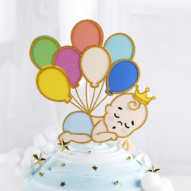 Ballongsnöre baby tårta dekoration godis bar baby shower kön avslöja barn fest tillbehör grattis på födelsedagen tårta topper