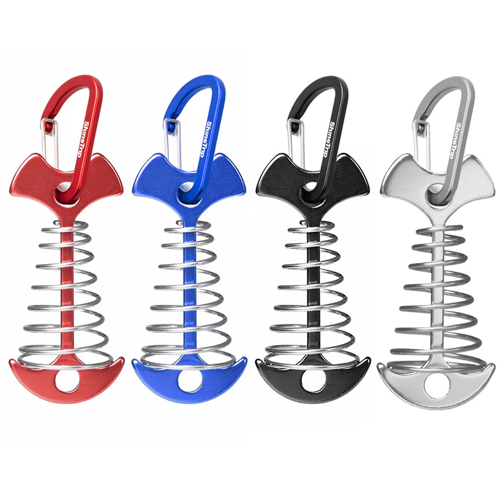 Aluminium-bodenfeder-oktopus-deckheringe mit karabinernägeln, winddichtes zelt, befestigungshaken, schnalle, outdoor-campingausrüstung
