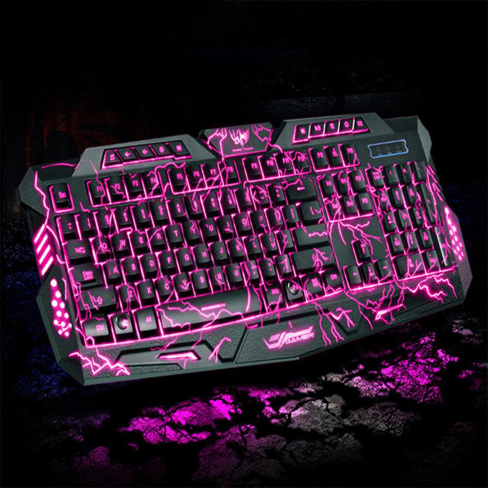 BEESCLOVER M200 Tri-Color Backlit Computer Gaming Keyboard Teclado USB Powered Full N-Key Game Keyboard for Desktop Laptop
